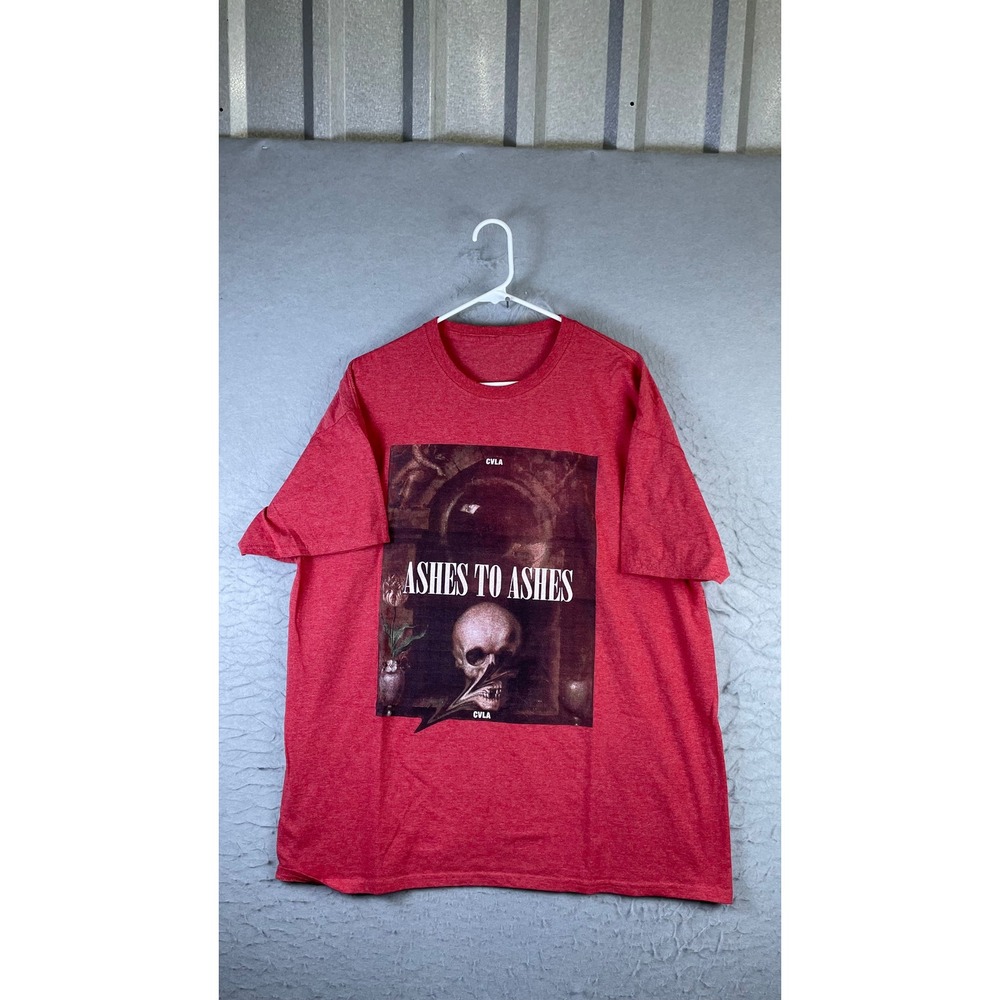 CVLA Ashes To Ashes T-Shirt Mens XL Red Excellent Skull Graphic Short Sleeve Tee